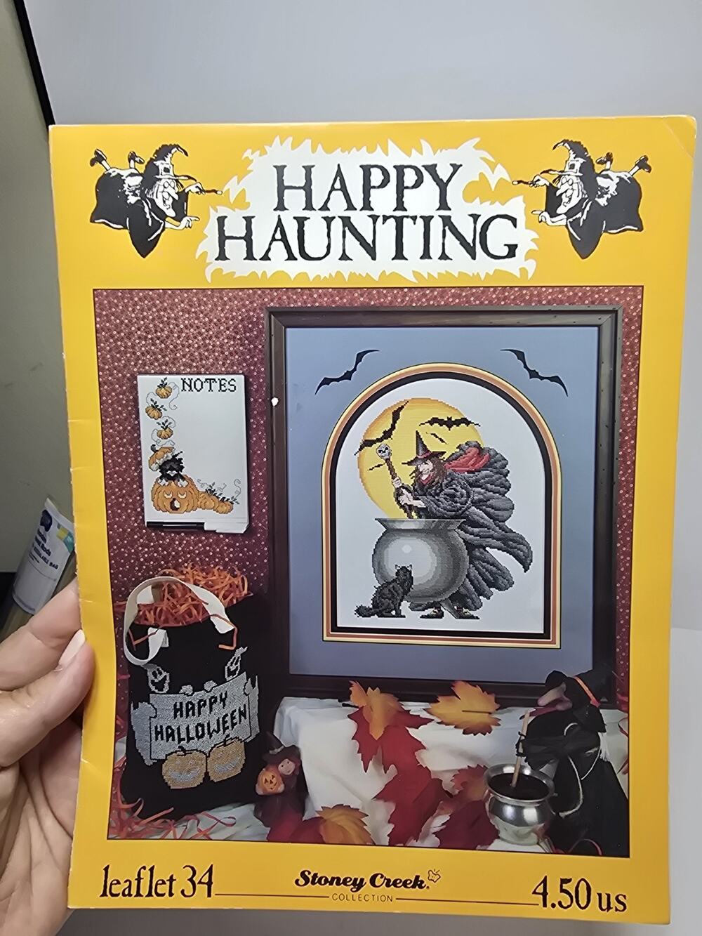 Vintage Stoney Creek Happy Haunting Halloween Witch Cross Stitch Pattern #34